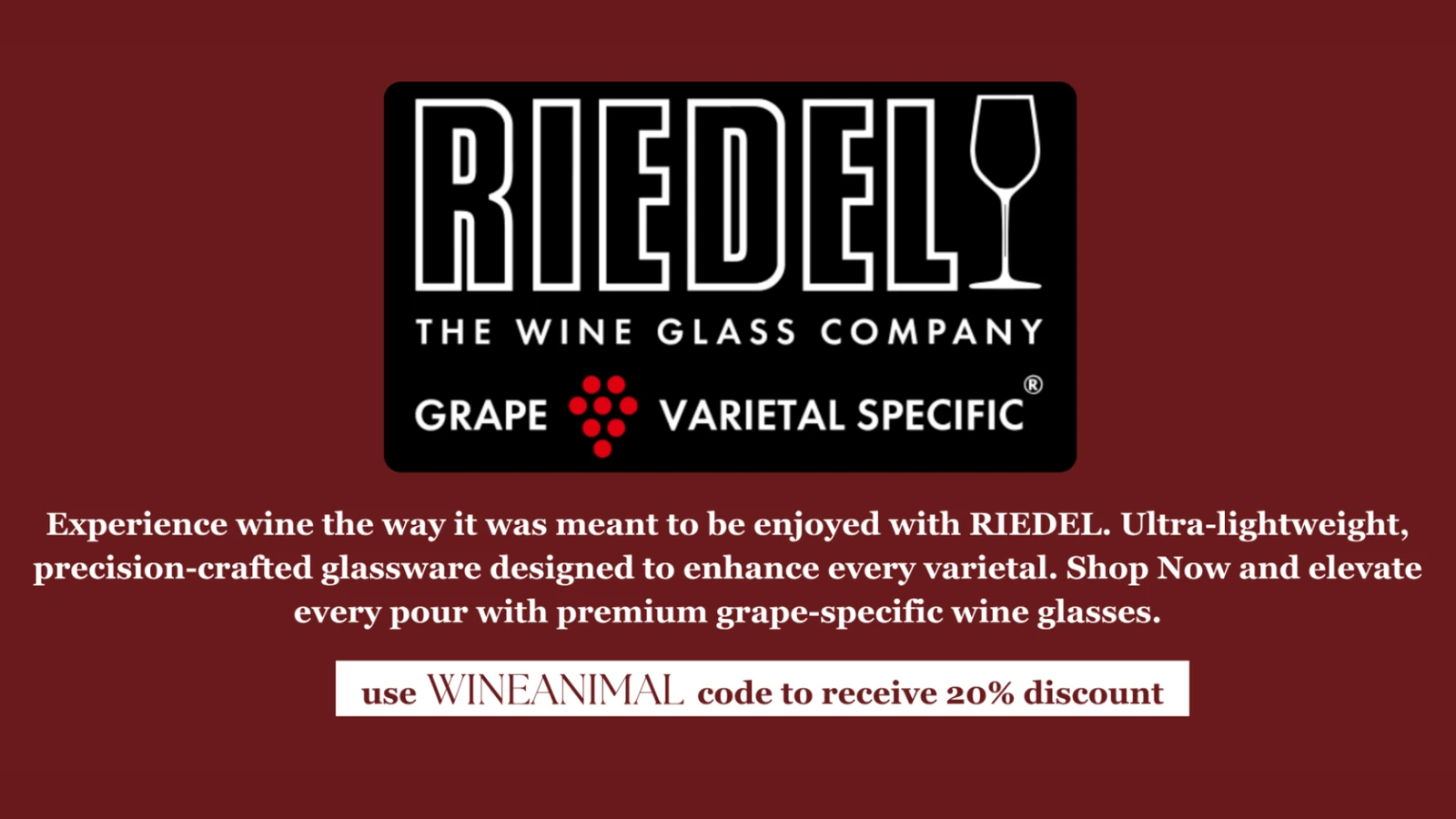 Riedel glassware partnership offer with a Wine Animal member discount code